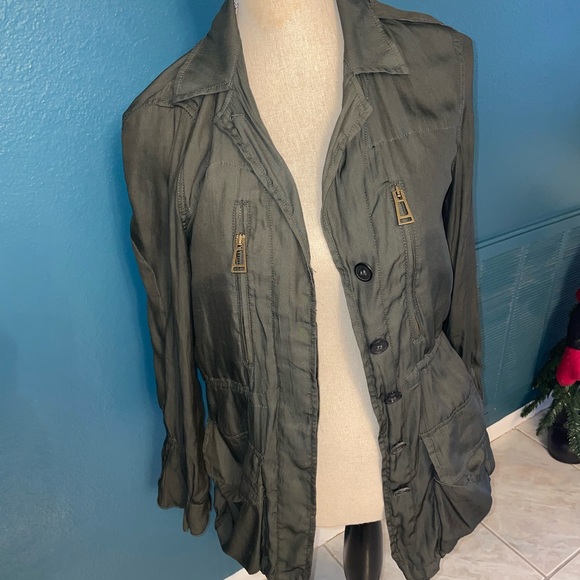Womens Small Zara Basic Army Green Jacket - Picture 3 of 6